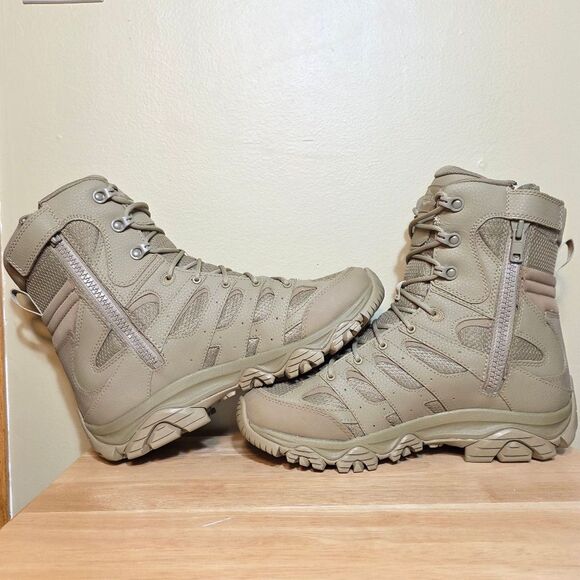 Merrell Moab 3 8" Tactical Waterproof Zip Boots Dark Coyote Tan J004107 Men's 10 - Picture 4 of 7